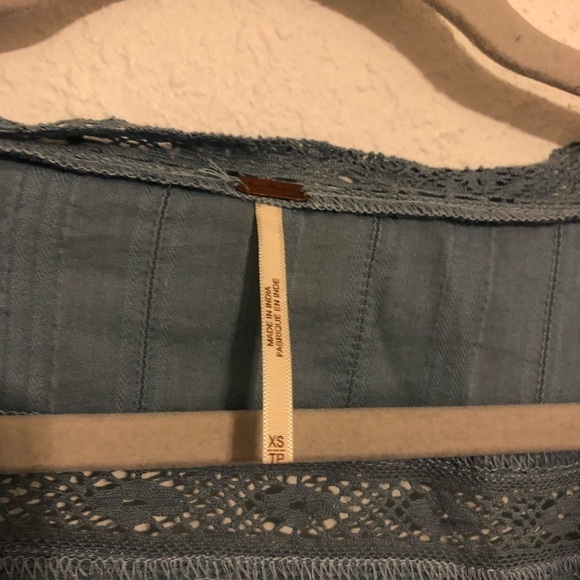 Free People Follow Your Heart Embroidered Crop Balloon Sleeve Top XS - Picture 7 of 11